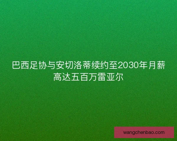 巴西足协与安切洛蒂续约至2030年月薪高达五百万雷亚尔
