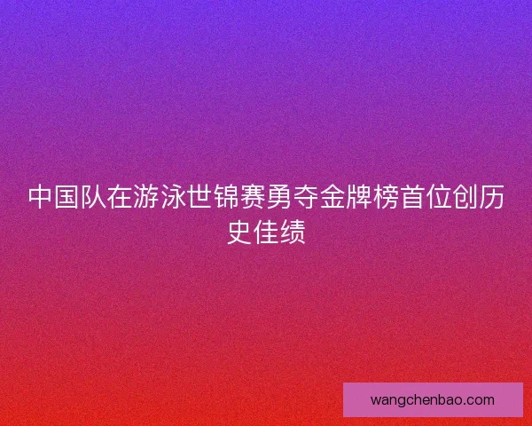 中国队在游泳世锦赛勇夺金牌榜首位创历史佳绩